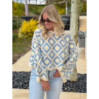 Blouse en crochet Leora - Bleu