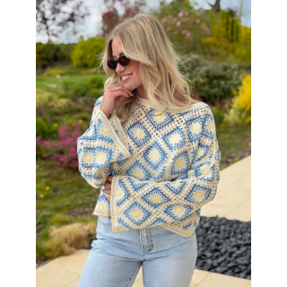 Blouse en crochet Leora - Bleu