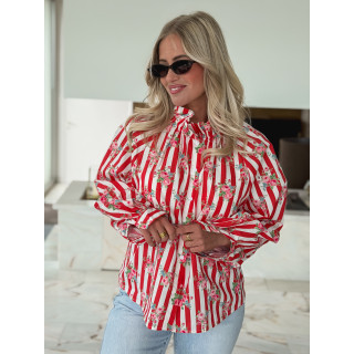 Chemisier ligné Lolly - Rouge