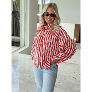 Chemisier ligné Lolly - Rouge