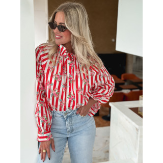 Chemisier ligné Lolly - Rouge