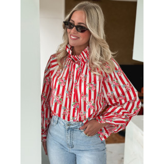 Chemisier ligné Lolly - Rouge