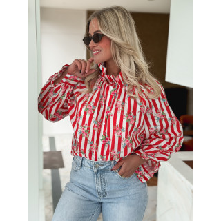 Chemisier ligné Lolly - Rouge