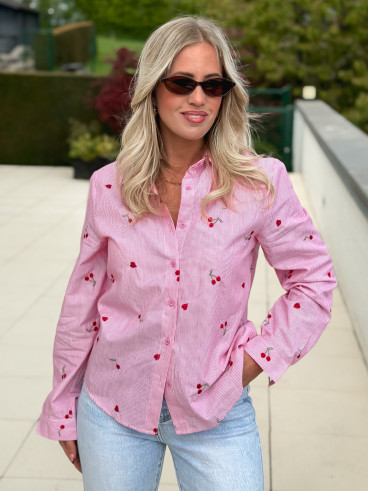 Chemise lignée Zéllia - Rose