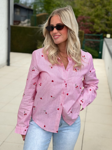 Chemise lignée Zéllia - Rose