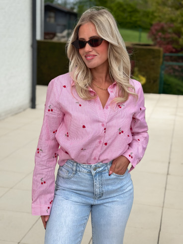 Chemise lignée Zéllia - Rose