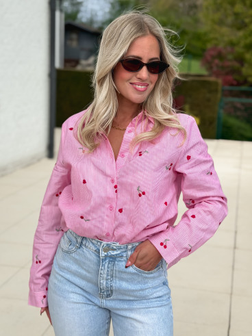 Chemise lignée Zéllia - Rose