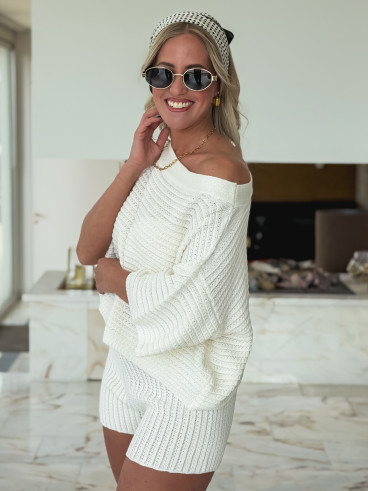 Blouse en crochet Amel - Blanc