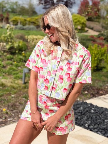 Short à motifs Adelaide - Rose/Vert