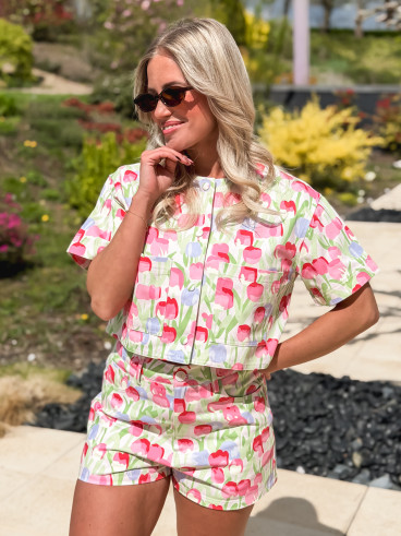 Short à motifs Adelaide - Rose/Vert