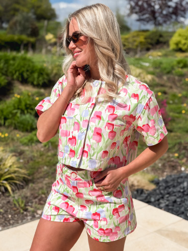 Short à motifs Adelaide - Rose/Vert