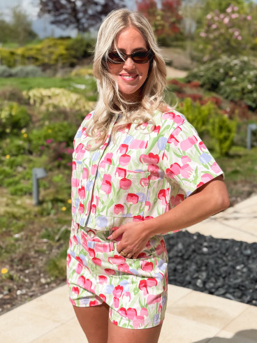 Short à motifs Adelaide - Rose/Vert