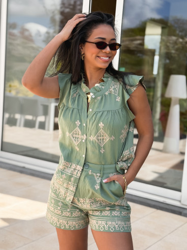 Chemisier manches courtes Thelma - Vert