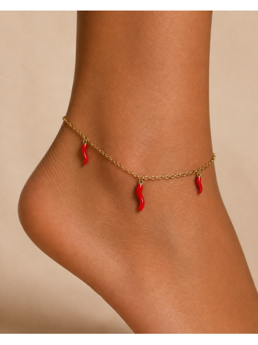 Chaîne de cheville Hot - Rouge/Doré