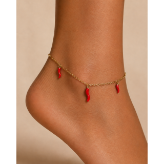 Chaîne de cheville Hot - Rouge/Doré