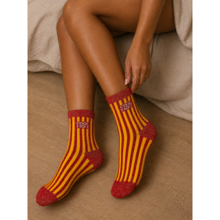 Chaussettes "Cool mom" - Rouge/Jaune