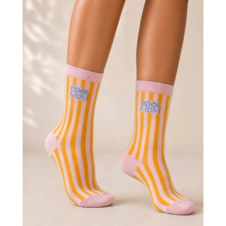 Chaussettes "Cool mom" - Rose/Jaune