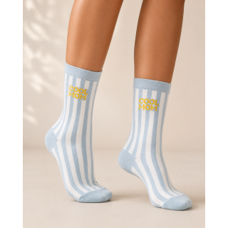 Chaussettes "Cool mom" - Bleu/Blanc