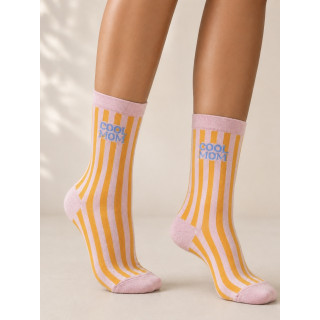 Chaussettes "Cool mom" - Rose/Jaune