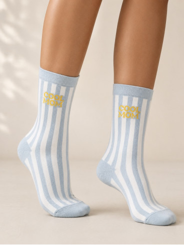 Chaussettes "Cool mom" - Bleu/Blanc