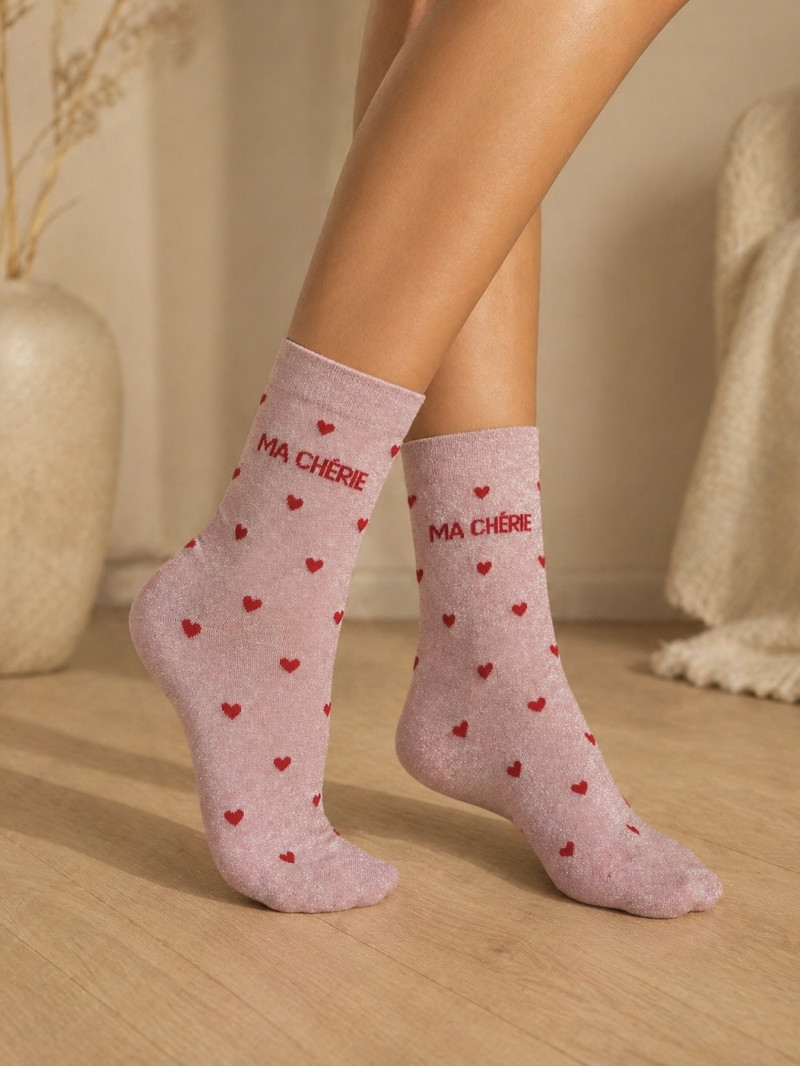 Chaussettes "Ma chérie" - Rose
