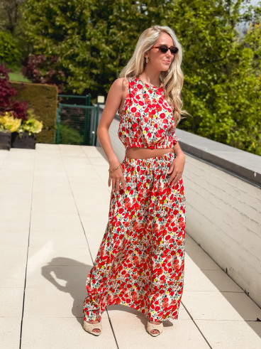 Ensemble à motifs Tayana - Rouge