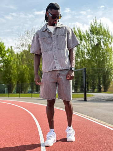 Ensemble en jeans ligné Yolan - Gris