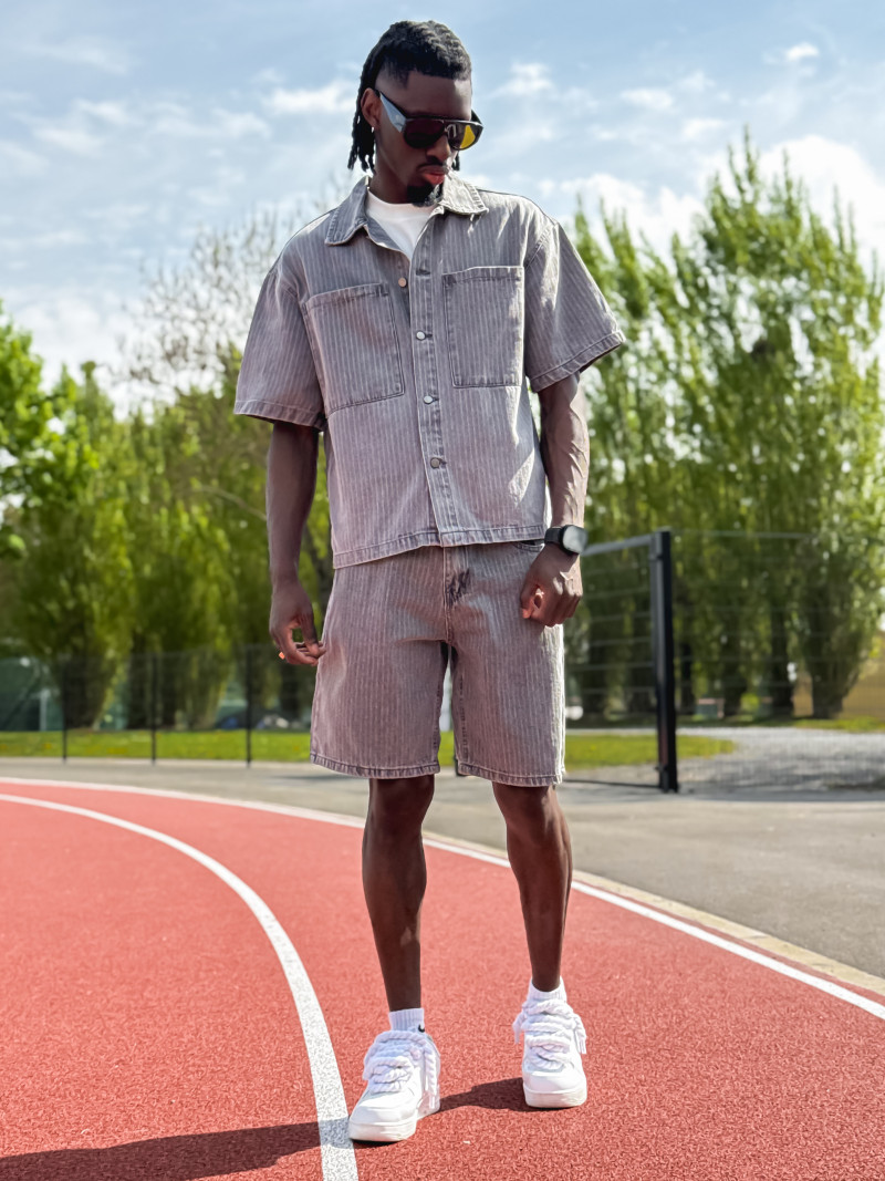 Ensemble en jeans ligné Yolan - Gris