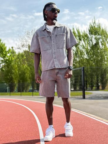 Ensemble en jeans ligné Yolan - Gris