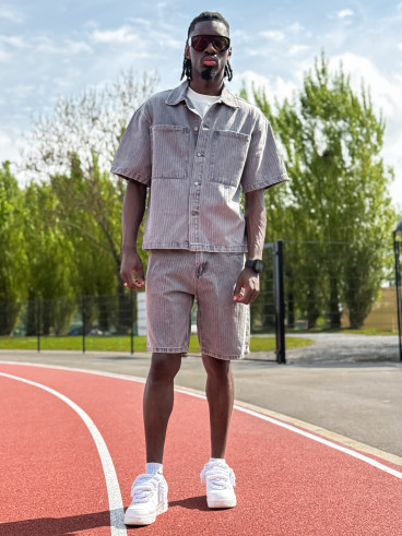 Ensemble en jeans ligné Yolan - Gris