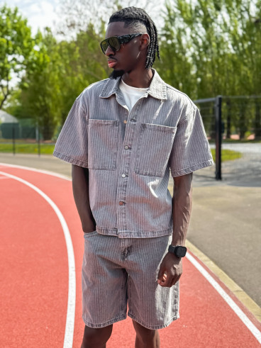 Ensemble en jeans ligné Yolan - Gris