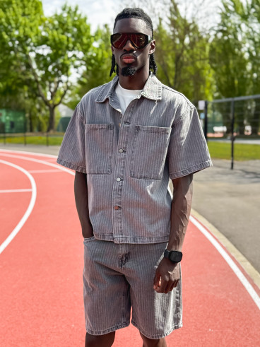 Ensemble en jeans ligné Yolan - Gris