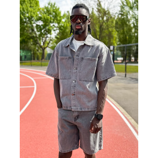Ensemble en jeans ligné Yolan - Gris