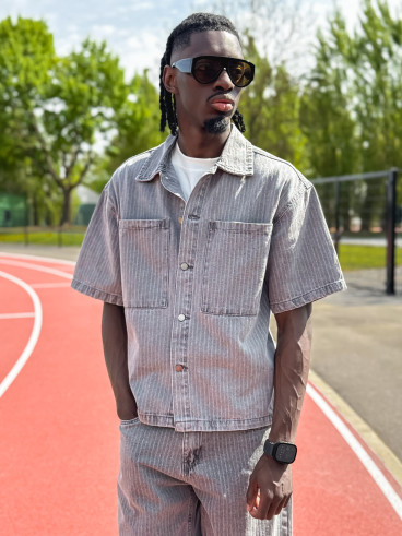 Ensemble en jeans ligné Yolan - Gris