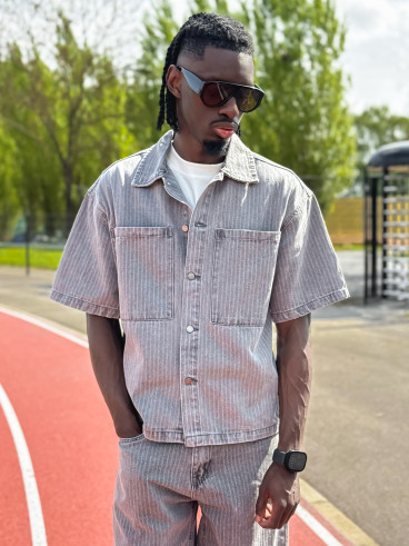 Ensemble en jeans ligné Yolan - Gris