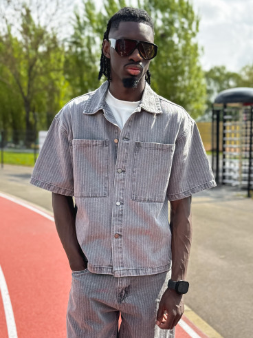 Ensemble en jeans ligné Yolan - Gris