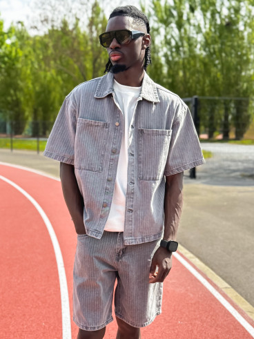 Ensemble en jeans ligné Yolan - Gris