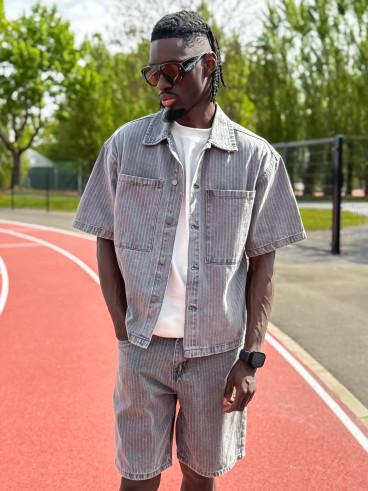 Ensemble en jeans ligné Yolan - Gris