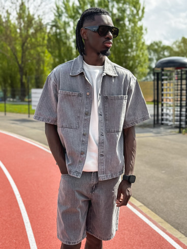Ensemble en jeans ligné Yolan - Gris