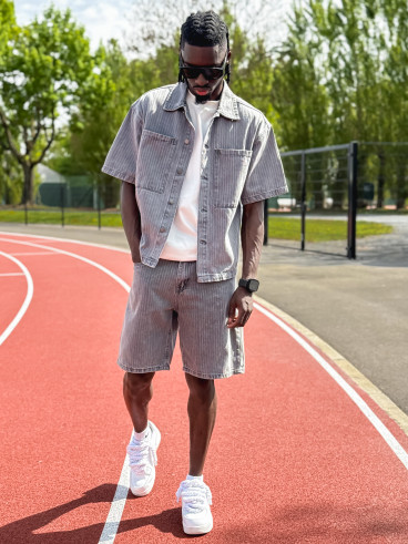 Ensemble en jeans ligné Yolan - Gris