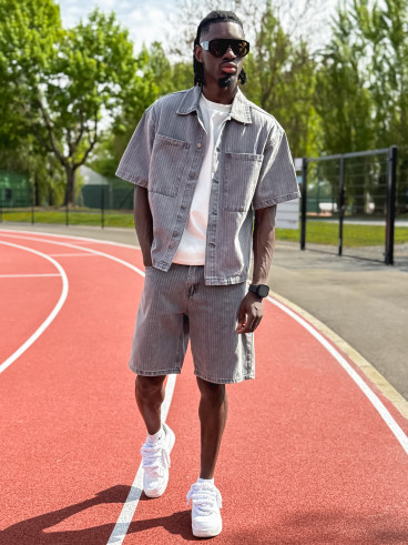 Ensemble en jeans ligné Yolan - Gris
