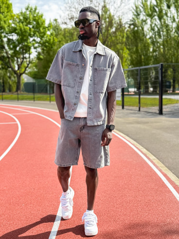 Ensemble en jeans ligné Yolan - Gris