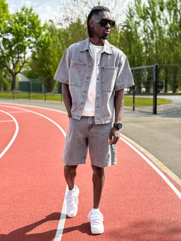 Ensemble en jeans ligné Yolan - Gris