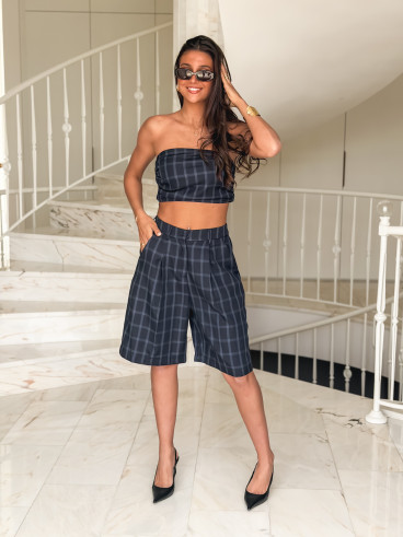 Bermuda à carreaux Miraella - Bleu marine