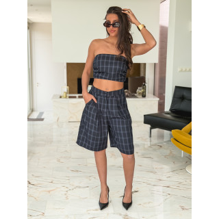 Bermuda à carreaux Miraella - Bleu marine