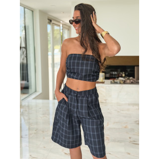 Bermuda à carreaux Miraella - Bleu marine