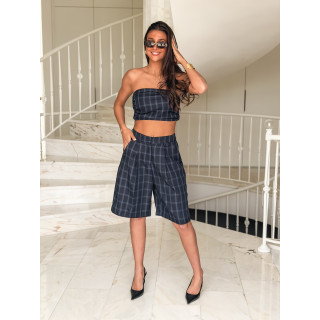 Bustier à carreaux Miraella - Bleu marine