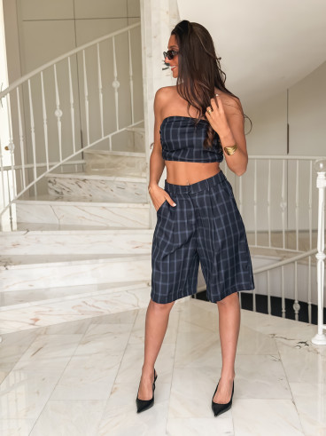 Bustier à carreaux Miraella - Bleu marine