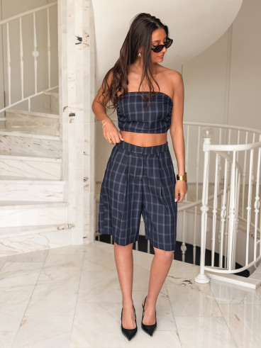 Bustier à carreaux Miraella - Bleu marine