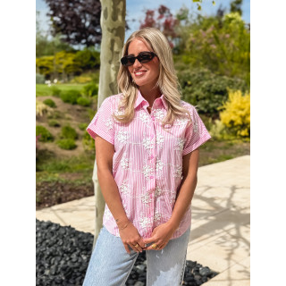 Chemise lignée Madina - Rose